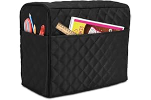 Luxja Dust Cover for Sewing Machine, Sewing Machine Cover with Pockets for Extra Accessories (Compatible with Brother and Singer), Black (Quilted Fabric)