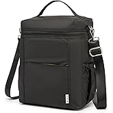 NOL Natural Organic Lifestyle Insulated Lunch Bags for Women Cooler Bag Lightweight Nylon Waterproof Lunch Box For Work (Black, Large)
