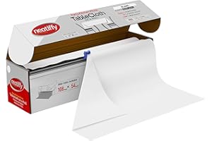 Neatiffy Disposable Plastic Table Cloth Roll | 54 in x 108 Ft Waterproof Tablecloth | Table Cover for Rectangle, Square, Round Oval Tables | Picnic, Party, Banquet, Birthdays, Weddings - White