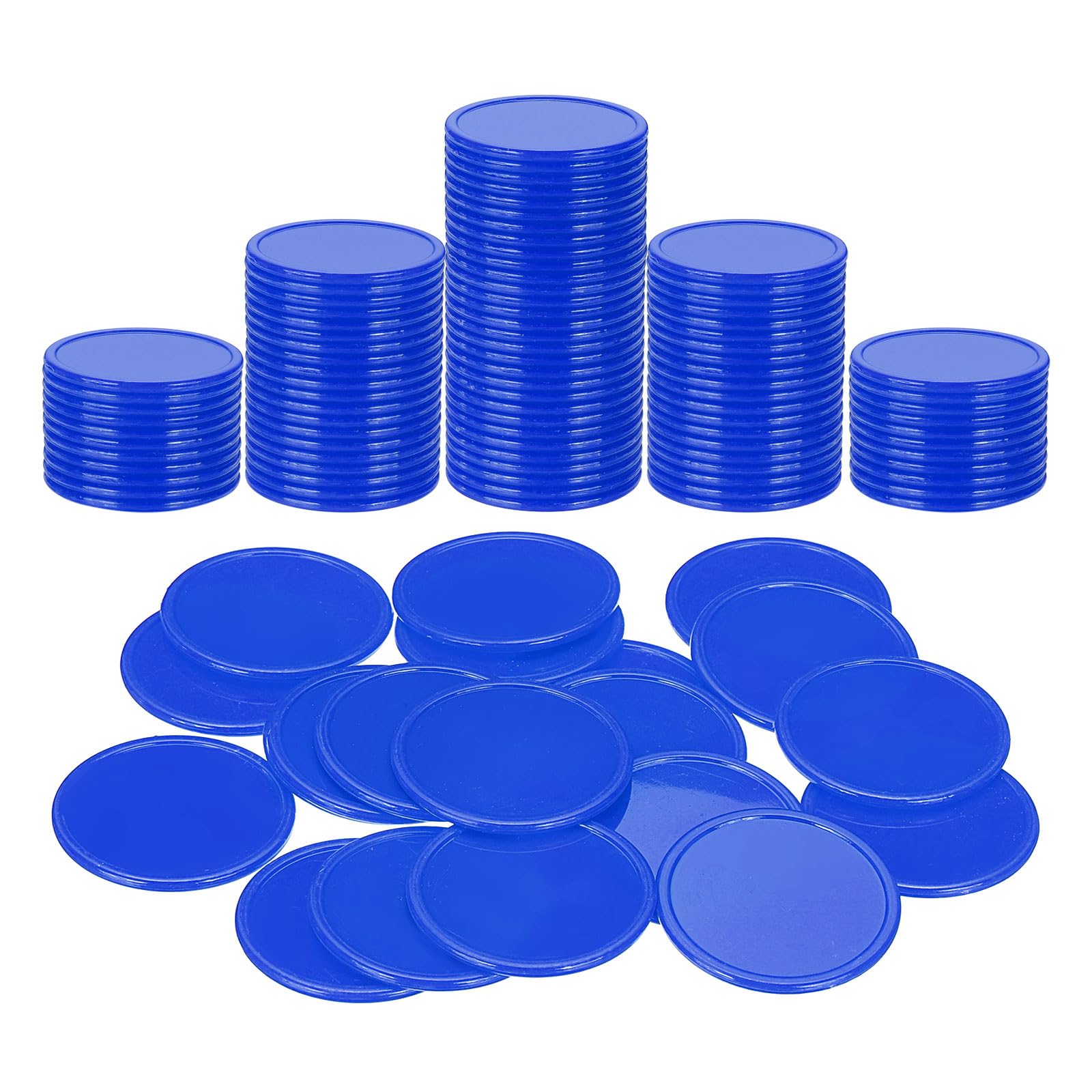 sourcing map 100Pcs Plastic Poker Chips, 1.5 Inch Learning Counters Counting Counters Disks Markers Opaque Game Tokens for Game Play Math Counting, Dark Blue