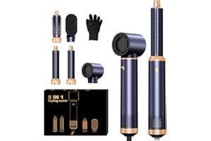 TRYLATER 5 in 1 Hair Dryer Brush, Negative Ion Blow Dryer Brush Set Upgrade Hot Air Brush Air Styler Curling Wrap Air Curler, Curling Iron Hair Styling Tools As A Gift for Straight/Curl/Drying/Smoothing