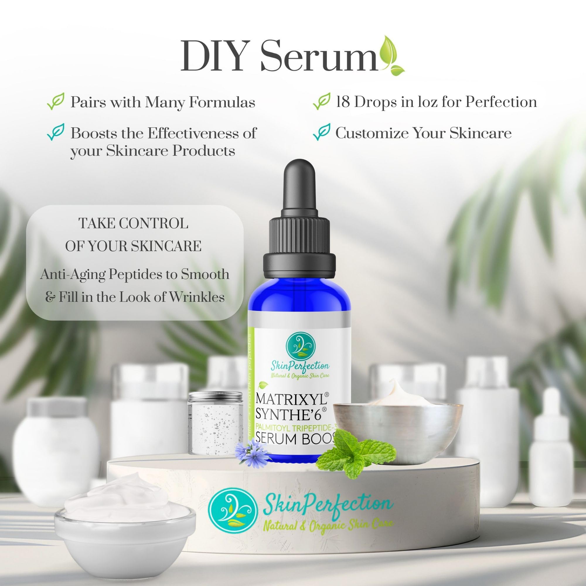 Skin Perfection Matrixyl Synthe 6 Palmitoyl Tetrapeptide 38 DIY Anti-Aging Serum Youth Boost Wrinkle Filler Crow's Feet Laugh Lines on Forehead S-6 6000 Skin Perfection .5 oz, 300 drops