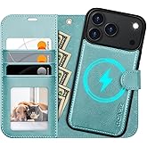 OCASE for iPhone 17 Pro Detachable Wallet Case with Card Holder, 2 in 1 PU Leather Flip Folio with RFID Blocking Stand Wrist Strap Shockproof Phone Cover 6.3 Inch 2025, Ice Blue