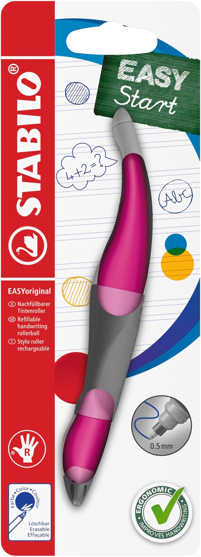 STABILO EASYoriginal Ergonomic Rollerball Right Handed Pink Pack 1