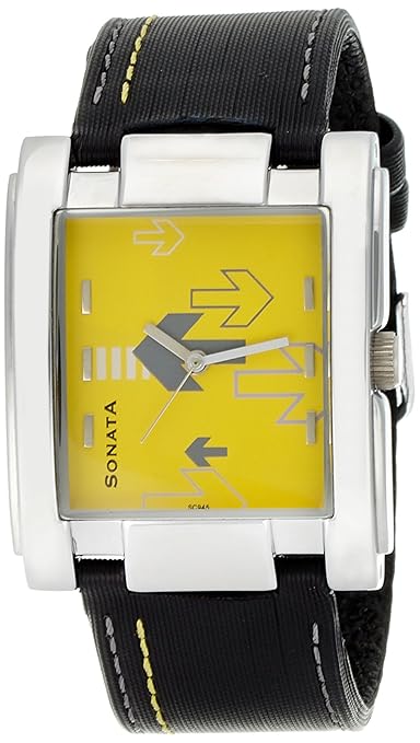 Yuva Analog Yellow Dial Mens Watch - NF7946SL01A