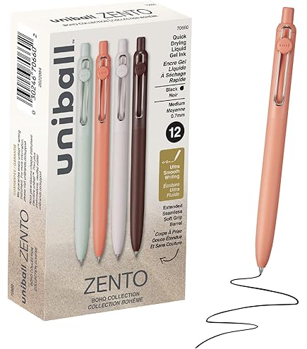 Uniball Zento Liquid Gel Ink Retractable Pens, Medium Point (0.7mm