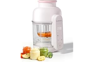 AMZCHEF Baby Food Maker with Auto Steam & Blend, 6-in-1 Baby Puree Maker with Food-grade glass, BPA-Free & Easy Cleaning, Touch Screen, Dishwasher Safe(10oz)