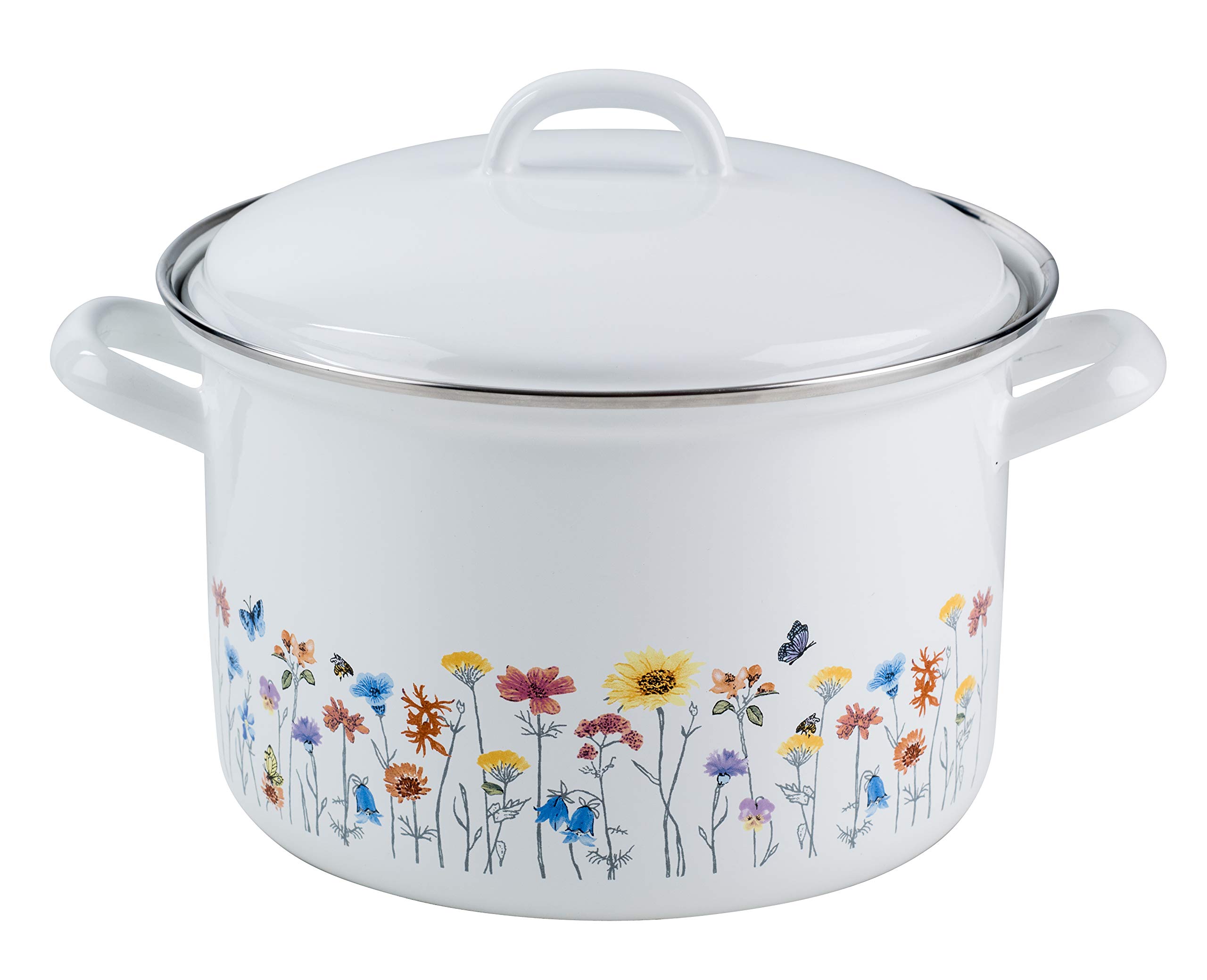 RIESS 0125-070 Meat Pot with lid, Diameter 22 cm, Capacity 4.5 litres, Country, Special Decor Flora, Induction