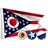 STREBAN Ohio State Flag 3x5 - Embroidered Design OH Flag, Heavy Duty Polyester with Brass Grommets for Outdoor