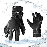 Vgo... 1 Pair 0℃/32℉ Goat Leather Outdoor Glove,Winter Warm Gloves,Cold Weather Driving Gloves,Windproof(Size L, Black, GA2152F)