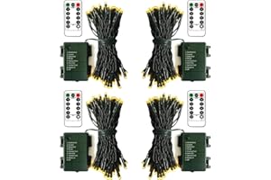 ZAIYW Battery Operated String Lights 4 Pack 16.5Ft 50LED String Lights with Remote Control 8 Modes Timer Christmas Lights Green Wire for Outdoor Garden Party Garlands Xmas Tree Decor (Warm White)