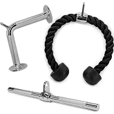Yes4All Cable Machine Attachment, Row Handles, Tricep Rope, Straight Bar, V Bar, LAT Pulldown Accessories Load 880 LB for Home Gym