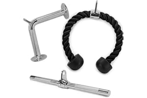 Yes4All Cable Machine Attachment, Row Handles, Tricep Rope, Straight Bar, V Bar, LAT Pulldown Accessories Load 880 LB for Home Gym