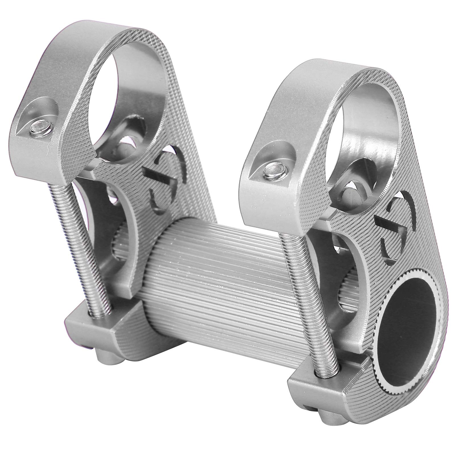 Bike Stem Riser Bicycle Double Stem Extender 25.4mm Aluminium Alloy Adjustable Folding Bike Handlebar Stem Heighten Device (Silver)