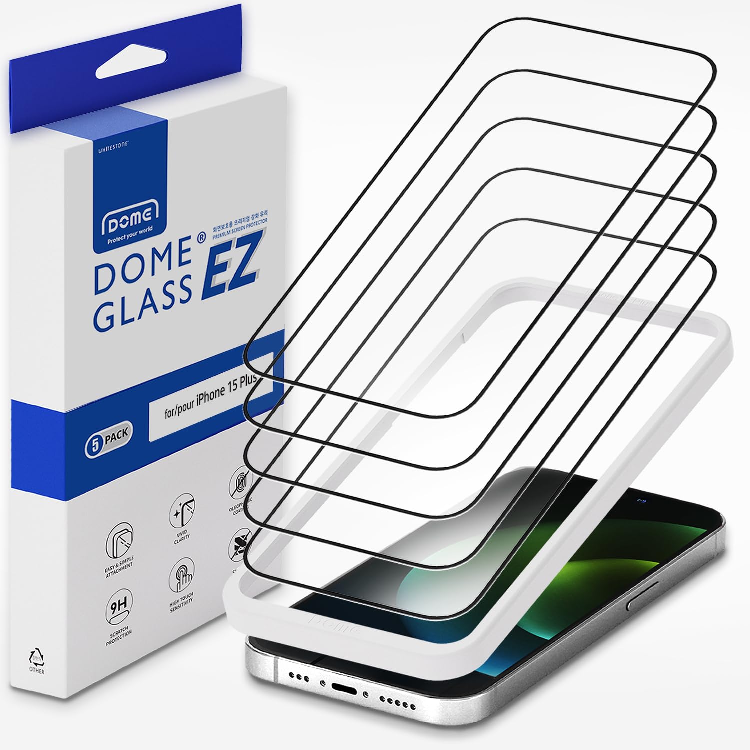 Whitestone EZ Glass Screen Protector for Apple iPhone 15 Plus