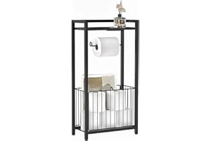 Toilet Paper Holder with Storage Shelf, 26inch Freestanding Bathroom Tissue Stand with Space for Phone, Tablet, and Magazines
