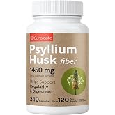 Premium Psyllium Husk Fiber Supplement 1450mg, 240 Capsules | 1,450 mg per 2-capsule serving; supports regularity &amp; digestive health, with 120 servings and no powder mixing