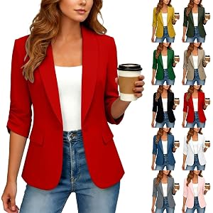 Likthione Blazers for Women Business Casual Work Office Coats | Women's Blazers and Suit Jackets, Lightweight Oversize, 3/4 S