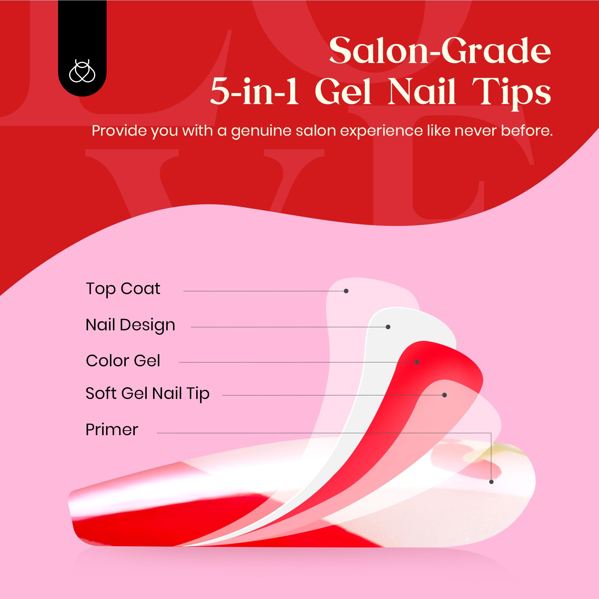 Beetles Cherry Press on Nails：Cherry of Love French Tips Press ons Medium Almond 30 PCS 15 Sizes Pre-Designed Reusable Stick on False Nails with Glue Manicure Gift for Women - Image 4