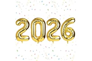 2026 Balloon, 41in Gold 2026 Aluminum Film Balloon with Straw and Ribbon New Years Party Decoration for Graduations Birthday 
