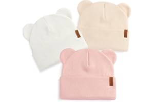 DANMY Baby Beanie Warm Winter Hat with Bear Ear for Infant Toddler Boys Girls Kids Soft Knitted Skull Cap