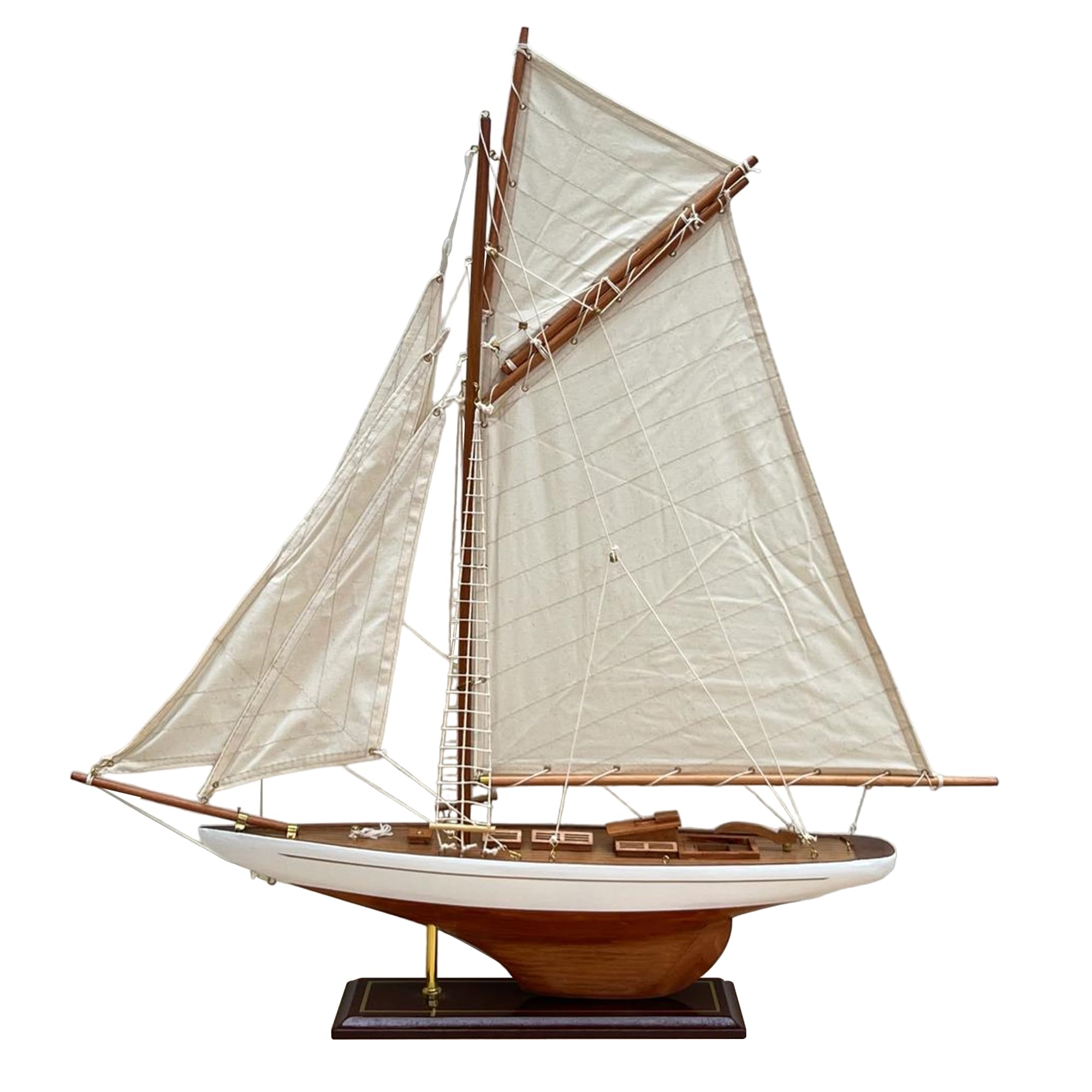 Thorness Fully Rigged Lulworth Model Yacht | 65cm (L) x 72cm (H) | Nautical Ornament | Sailboat Model | Lulworth Sailing Ship Model | Fully Assembled Model Boat Ready for Display