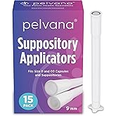 Pelvana Vaginal Suppository Applicators for Women - 15 Individually Wrapped Sterile Applicators, Fits Size 0 & 00 Capsules, Pills, Tablets up to 9mm - Disposable, Rounded Edges, Easy-Grip Handle