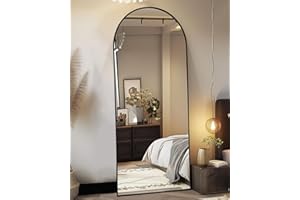 Suidia Arched Full Length Mirror, 64"x21" Floor Mirror Freestanding, Floor Standing Mirror Full Body Mirror with Stand for Bedroom, Hanging Mounted Mirror for Living Room Cloakroom, Black