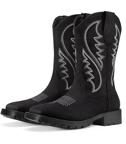 Amazon.com | Generic Men's Genuine Leather Western Boot Square Toe