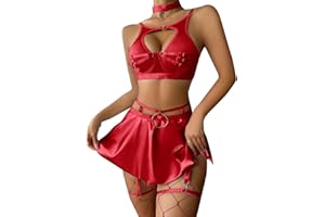 ABAFIP Women Rave Outfits Metallic Mini Skirt Cutout Crop Bra Top Choker Strappy Festival Dancewear set