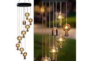 ESGARDEN Solar Angel Wind Chimes Outdoor,Solar 8 LED Angel Wind Chimes for Outside,Hanging Lights Warm LED,Outdoor Angel Decor,Angel Gifts for Wife Mother Grandmom Christmas