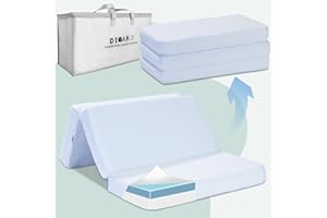 DIBAKO Pack N Play Mattress, Dual Sided Foldable Trifold Pack and Play Mattress Topper, 38''x26'' Pack N Play Mattresses, Memory Foam Playpen Mattress for Infants & Toddlers, Travel Cribs