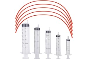 Jutom 10 Pack Puppy Kitten Feeding Tube Kit Include 5 Pack 8 FR Red Rubber Puppy Feeding Tube and 5 Clear Kitten Syringe 5 ml 10 ml 20 ml 30 ml 60 ml for Goat Small Animals