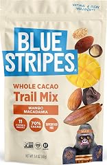 Blue Stripes - Trail Mix, 70% Chocolate Chips, Almonds, Macadamia Nuts, Mango, Healthy Snacks for Adults, Whole 70% Cacao, Wi
