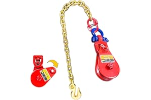 SENKEYFE 2 Ton Snatch Block with Chain and Swivel Shackle, 3" Sheave for 3/8" Inch Wire Rope,Snatch Block Pulley Kit for Tow 