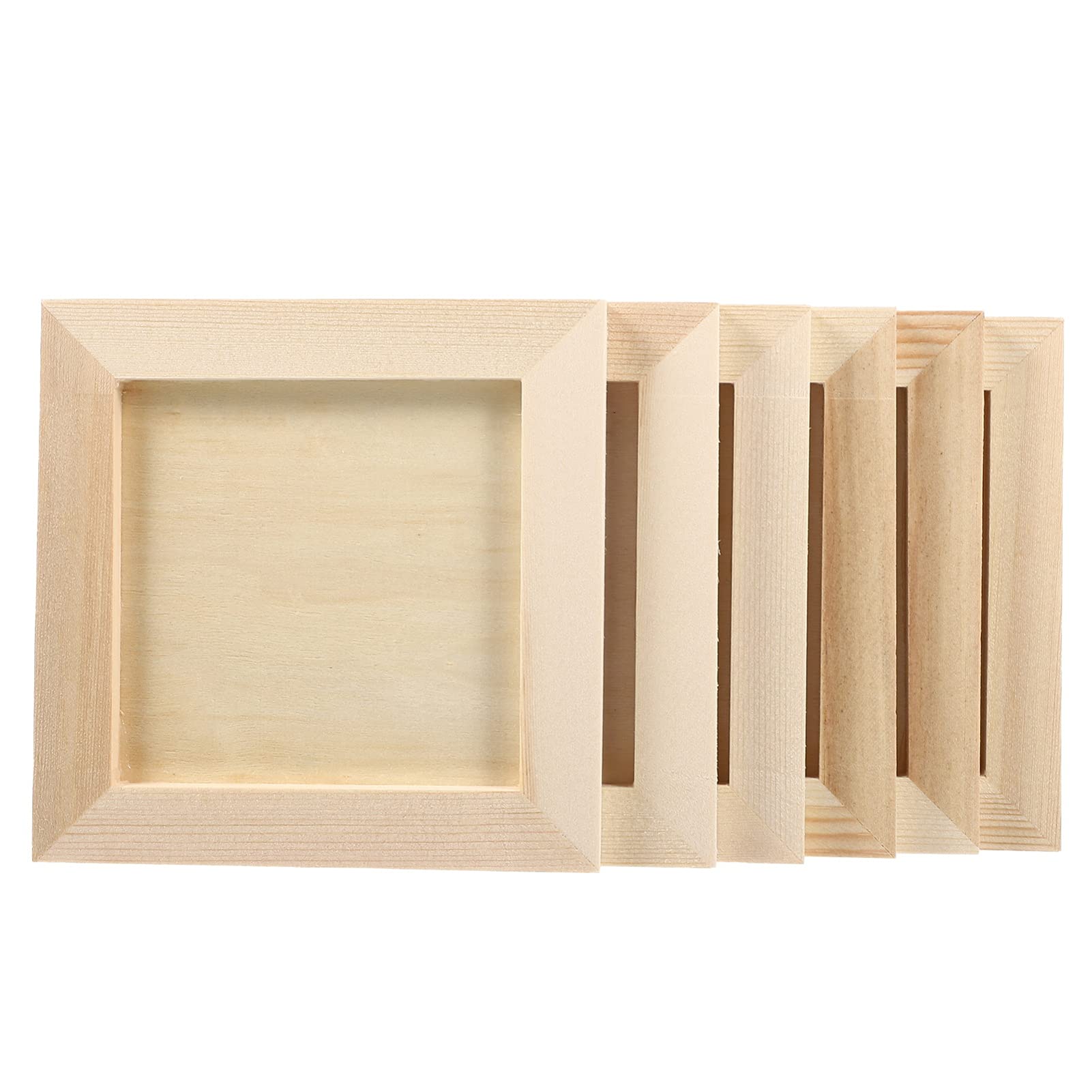 Toddmomy 6Pcs Unfinished Wood Picture Frames DIY Photo Frames Wooden Photo Frames for Arts and Crafts, Painting Projects, School Projects