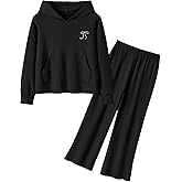 Fulihug Girls Clothing Set Bow Embroidery Hoodie Pullover Sweatshirt & Split Flare Pants Outfits 2Pcs with Pockets 5-14Y