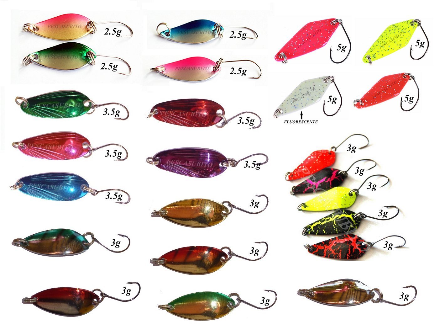24 mini spoon ondulanti pesca spinning trota trout area game micro