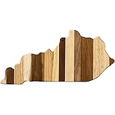 Totally Bamboo Rock & Branch Shiplap Series Kentucky State Shaped Wood Cutting Board and Charcuterie Serving Platter, Includes Hang Tie for Wall Display 18" x 8-1/2" x 5/8"