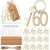 24Pcs 60th Key Bottle Openers Keychain Bulk 60th Birthday Party Favors, 60th Gold Beer Key Chain Ring Bottle Opener 60 Wedding Anniversary Return Gifts Party Decorations or Souvenirs for Guests