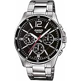Casio Men Analog Quartz Watch with Stainless Steel Strap MTP-1374D-1, Silver/Black, Bracelet