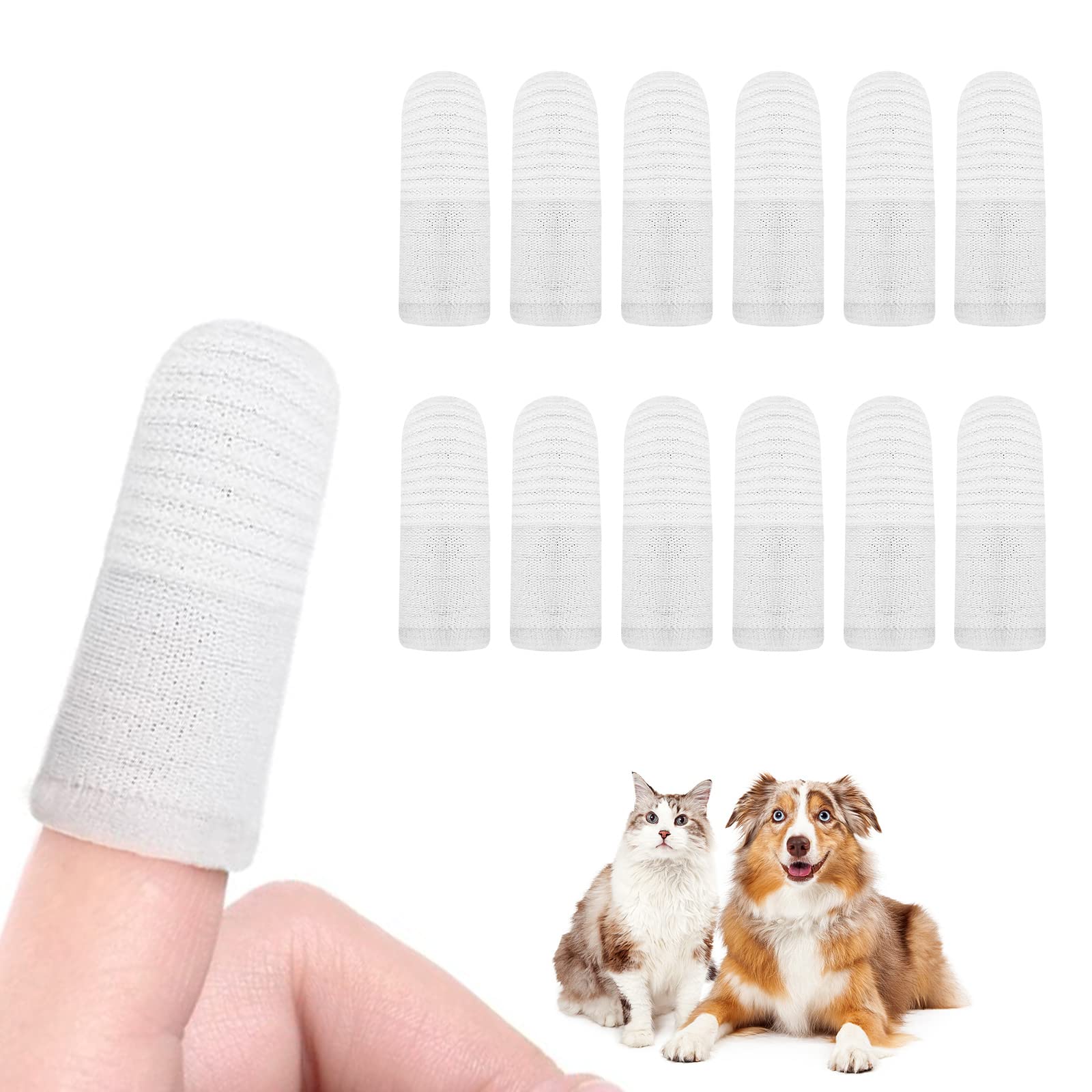 VSSHE Dog Toothbrush Finger, 12 Pcs Reusable Dog Finger Toothbrush Anti-Plaque, 360° Full-Surrounded Bristles Dog Tooth Brush, Efficient Dog Teeth Cleaning Products for Dogs and Cats