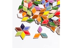 ARTLIFE HOME 100g / 140 Pieces Mosaic Tiles Ceramic Mosaic Pieces Stained Glass Bulk Diamond 1.6x0.9 * 0.4cm Glitter Crystal Mosaic Tiles for DIY Crafts and Home Decoration (Full Color Mix)