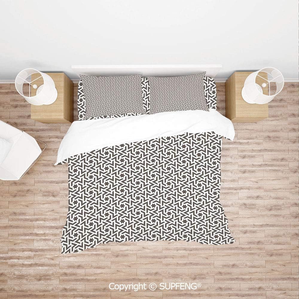 3D Duvet Cover Bedding Sets Arabic Surreal Shapes Pattern Stars and Lines with Curve Pastel Tone Illustration Decorative ( Comforter Not Included) Soft, Breathable, Hypoallergenic, Fade Resistant