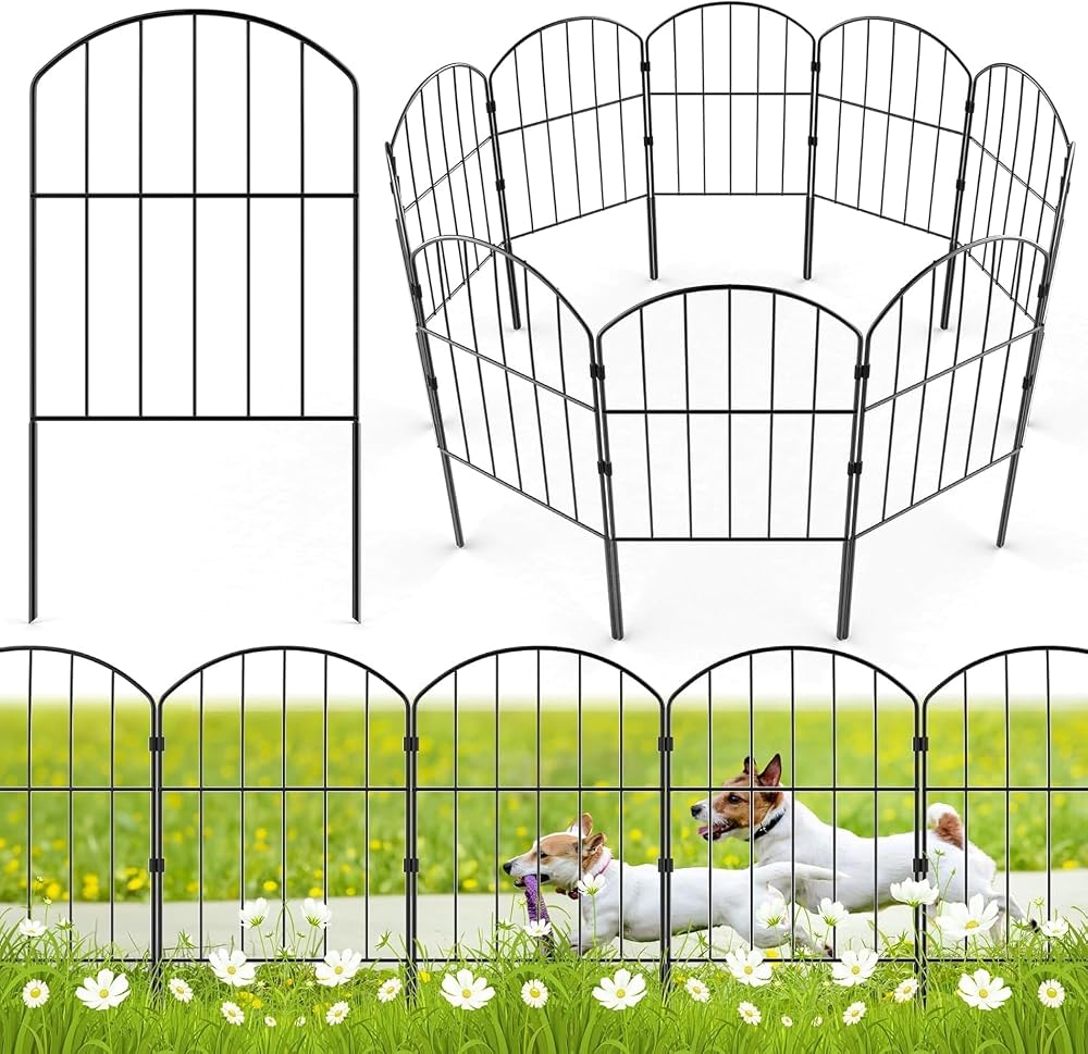 WELDUN Garden Fence 320cm x 61cm 10 Panels Rustproof Metal Barrier