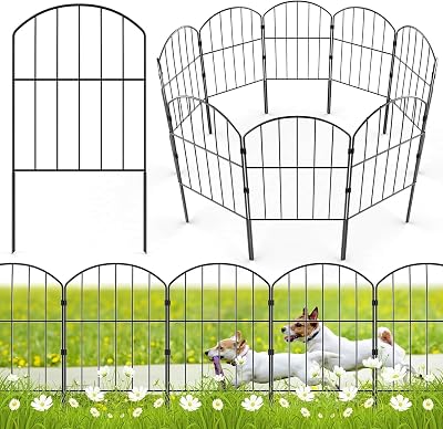 WELDUN Garden Fence 610cm x 61cm 19 Pcs Rustproof Metal Panels