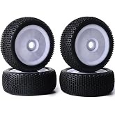 ZRRC Preglued 17mm Hex RC Buggy Truggy Wheels and Tires 1/8 Scale RC Pin Tires Wheels for 1/8 Arrma Typhon 6S 3S Losi TLR 8IGHT X/E 2.0 XT/XTE Traxxas Team Associated HPI RC Off-Road Tyres (White)