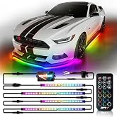 OPT7 Aura DreamColor Underglow Chasing Light Kit with APP &amp; Remote Control | Rainbow Light Effects, RGBIC LED Strips, 12V Neon Accent Lighting, Waterproof Exterior Underbody Accessories, Universal Fit