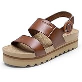DREAM PAIRS Women's Orthopedic Arch Support Platform Sandals Comfortable Cork Insole Low Wedges Sandals Flatform Summer Dress Shoes Cute Buckle Wedges for Beach
