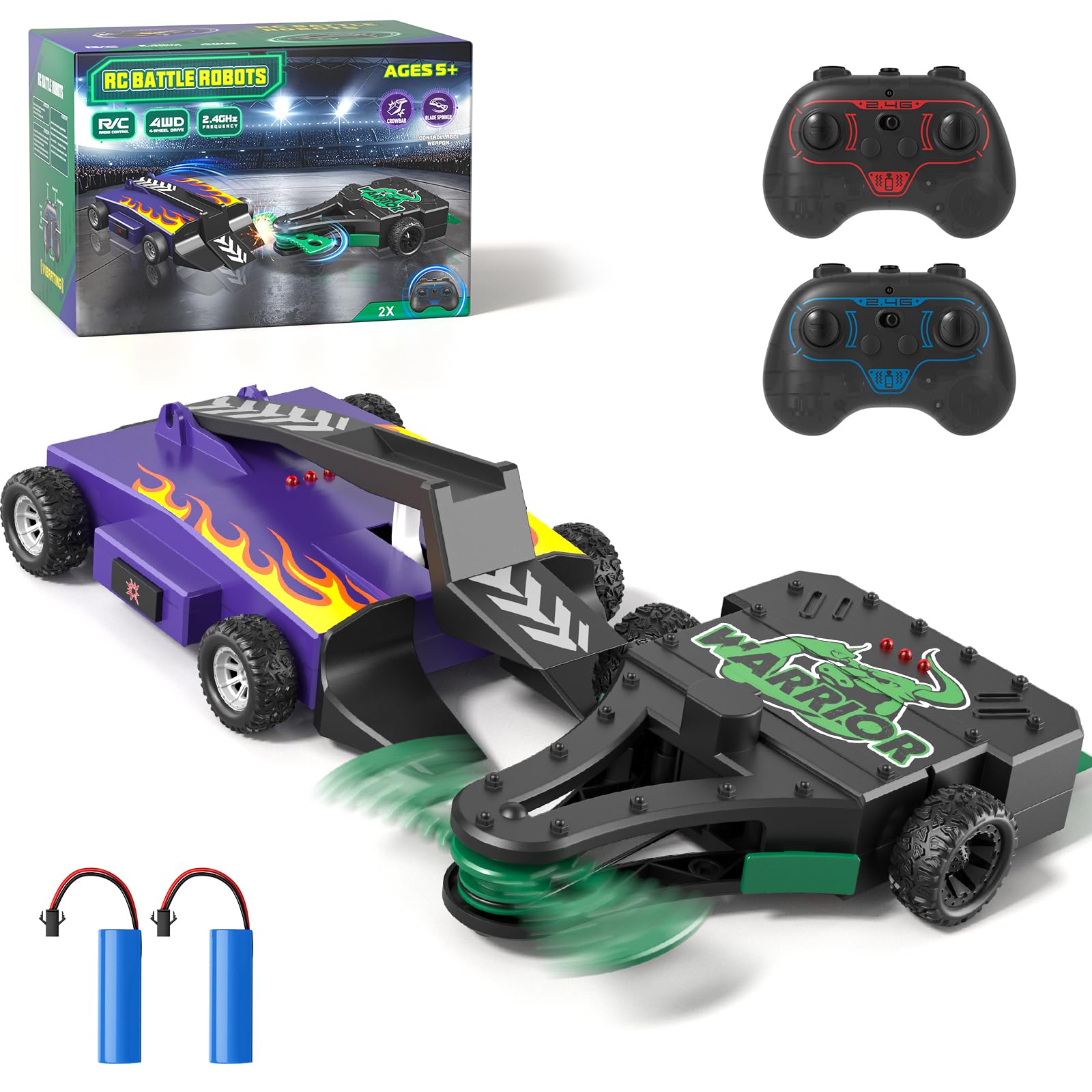 Remote Control Battle Robots, RC Fighting Robots Toys for Kids, RC Car with 360° Rotation & Weapons, Double Interactive Remote Control Toys Gifts for 3 4 5 6 7 8 9 10 11 12 Year Olds Boys Girls